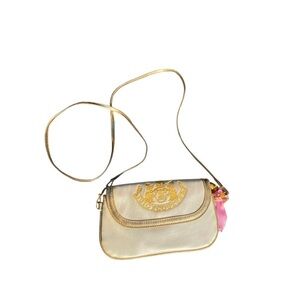 Authentic Juicy Couture Gold and Pink short Crossbody  with Chic Tassel bag  y2k